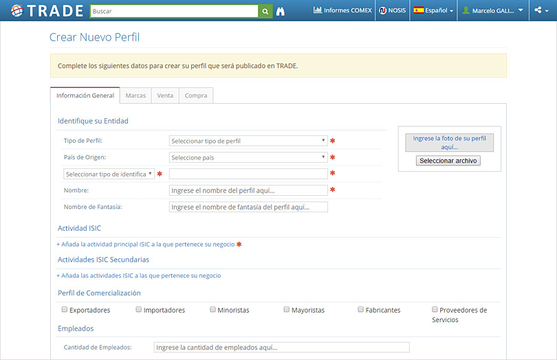 Nosis | Nosis Trade, crear un nuevo perfil